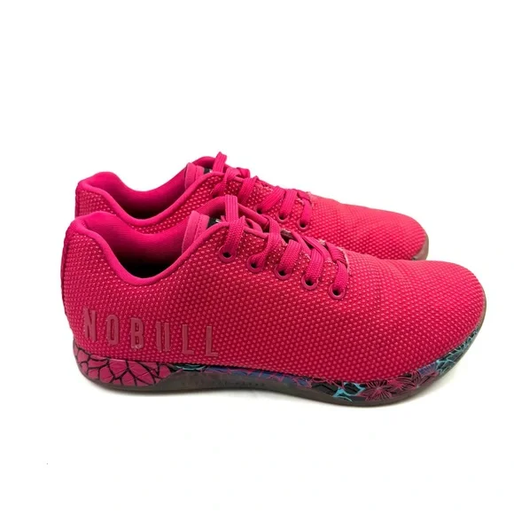 NO BULL Super Fabric Sneakers 9.5 Womens Lace up Mens 8 Bright Red Pink - Picture 6 of 12